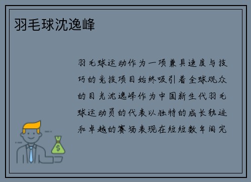 羽毛球沈逸峰